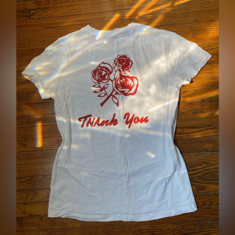 TNA White Tee with Red Rose Graphic